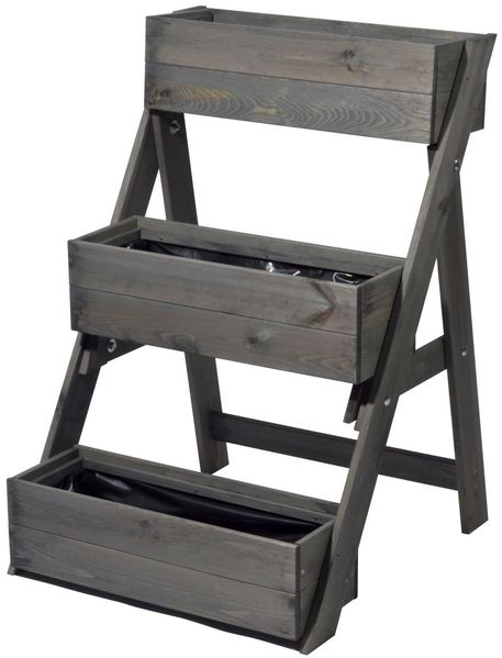 Dobar Dreistufige Pflanztreppe grau ca. 60x70x90 cm