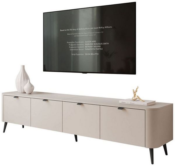 Lookway TV-Schrank CELESTE 200 cm mit Beleuchtung auf Füßen (mit LED Beleuchtung)