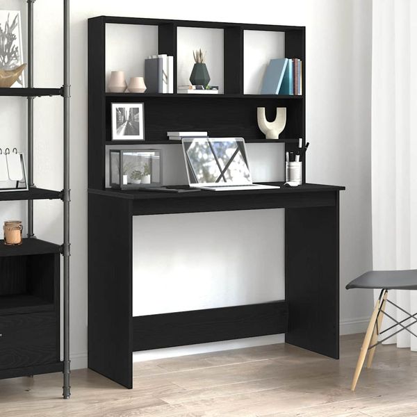 vidaXL Schreibtisch mit Regalen Schwarz Eichen-Optik 102x45x148 cm 861985