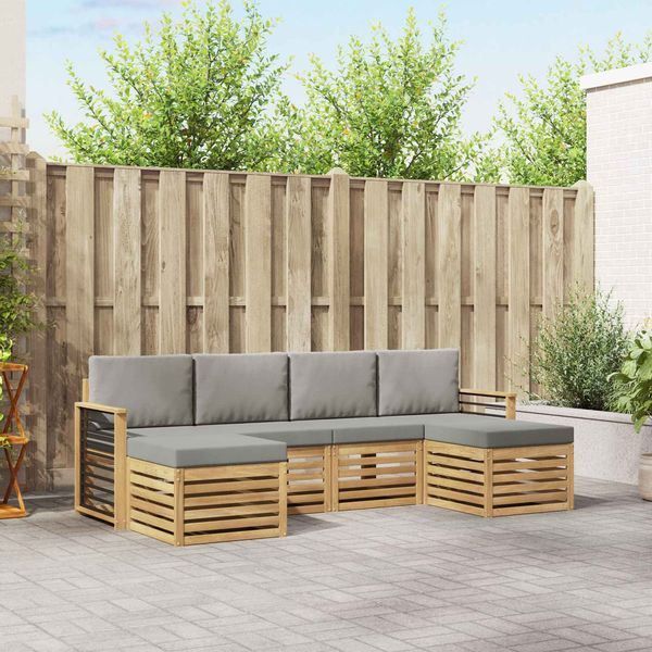 vidaXL Sofagarnituren 6 pcs Weiß und Hellgrau 249 x 122,5 x 73 cm 3392286