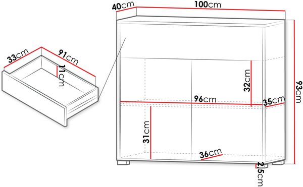 Mirjan24 'Gesita 2D1SZ' Kommode, Holz Cashmere, 93 x 100 x 40 cm Bild 5