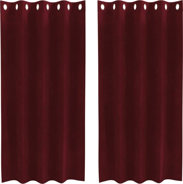 vidaXL Vorhänge mit Vorhängen 2 pcs Weinrot 140 x 175 cm Samt 4107299