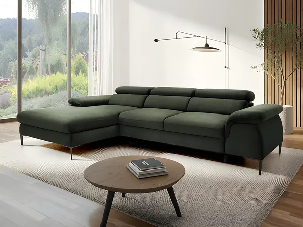 Vente-unique - SEPINA Sofa SamtStoff Grün - B 182 cm x H 75 cm x L 288 cm