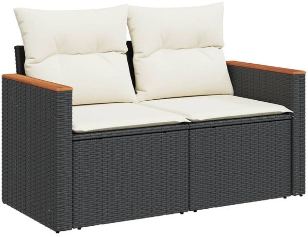 vidaXL 6-tlg. Garten-Sofagarnitur mit Kissen Schwarz Poly Rattan 3225853 Bild 3