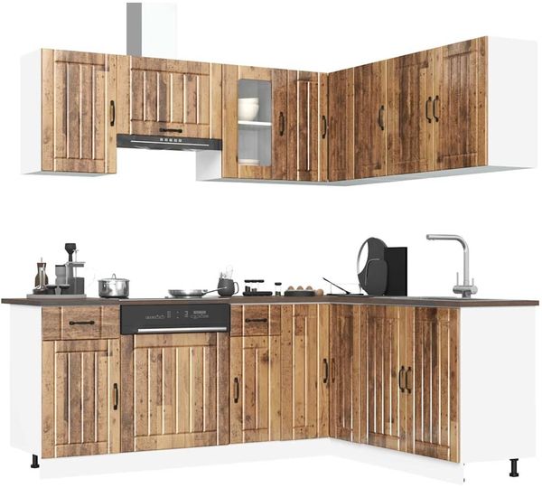 vidaXL 11-tlg. Küchenschrank-Set Kalmar Altholz-Optik Holzwerkstoff 3314949