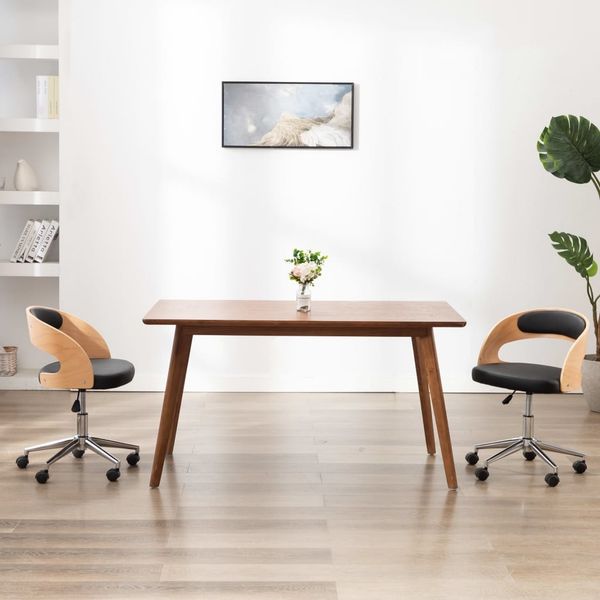 Bürostuhl, Drehstuhl, Schreibtischstuhl Schwarz Bugholz und Kunstleder