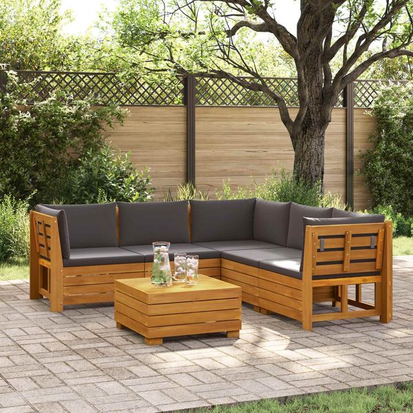 vidaXL Outdoor-Sofagarnitur mit Kissen 6 Stück Braun Massivholz Akazie 3403108
