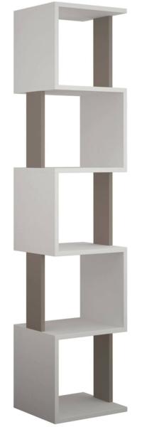 Dmora Bücherregal Nada, Büroregal, Mobiler Buchhalter, Bücherbrett, 35x30h161 cm, Weiß und Taupe Bild 4