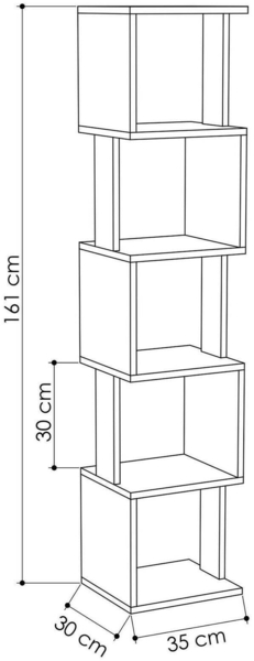 Dmora Bücherregal Nada, Büroregal, Mobiler Buchhalter, Bücherbrett, 35x30h161 cm, Weiß und Taupe Bild 3