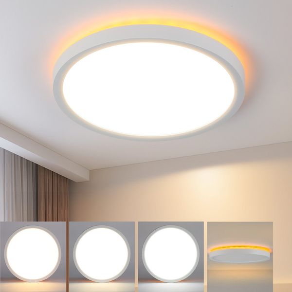ZMH Deckenlampe LED Deckenleuchte Flach - Schlafzimmerlampe 22CM Badezimmerlampe 18W Küchenlampe Schlafzimmer weiß Deckenbeleuchtung Flurlampe Decke Badlampe 3000K - 6500K für Küche Flur