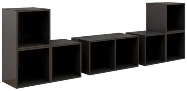 vidaXL 6-tlg. TV-Schrank-Set Hochglanz-Grau Spanplatte [3080059]