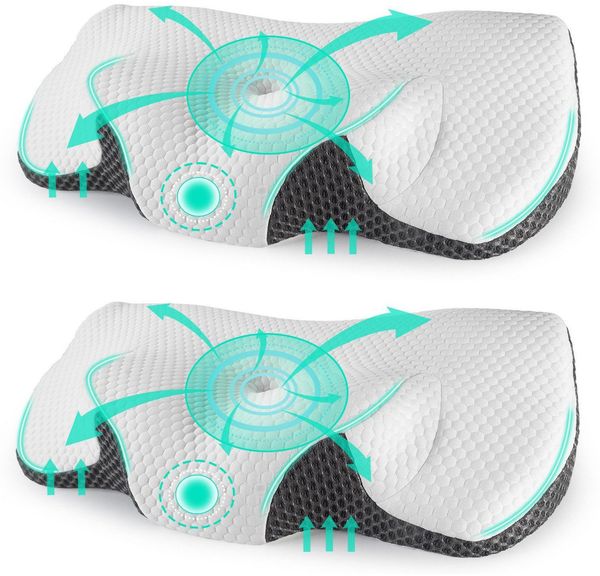 Kopfkissen Nackenkissen, Kopfkissen Memory Foam, Kopfkissen fš¹r Seiten Rš¹cken Bauchschl?fer (65.8 x 35.6 x 12.5/12.2cm)