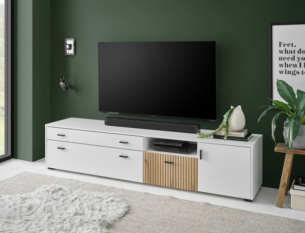 INOSIGN Lowboard Hudson, in moderner Trendfarbe, Griffe aus Metall (Schwarz), Breite 200 cm