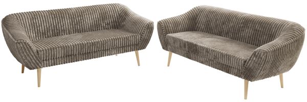Wohnzimmerset Möbelset PIRS 3-3, Armlehnen, Wellenfederung, Buche Füße, Dreisitzer Sofa, Polstermöbel Set - Hellgrau Velvet Bild 8