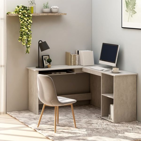 Eckschreibtisch, Bürotisch in L-Form Betongrau 120 x 140 x 75 cm Holzwerkstoff