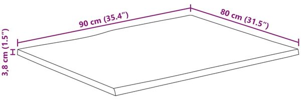 vidaXL Tischplatte 90x80x3,8 cm Rechteckig Massivholz Akazie Baumkante 370651 Bild 9