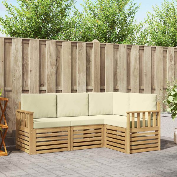 vidaXL Outdoor-Sofagarnitur 4 pcs Weiß und Creme 187,5 x 128,5 x 73 cm 3391745