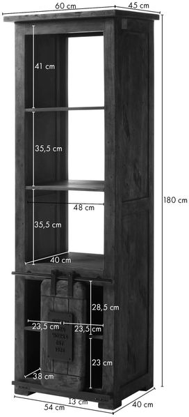 Bücherregal Mango 60x41x180 natur lackiert RAILWAY #104 Bild 7