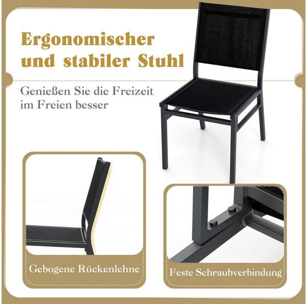 KOMFOTTEU Gartenstuhl Bistrostuhl (1 St), mit breiter Sitzfläche & hoher Rückenlehne