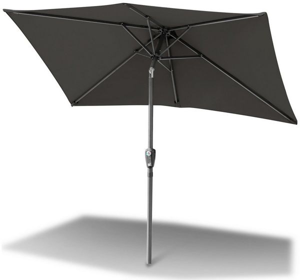 Clanmacy Sonnenschirm Rechteckig Balkonschirm 210x140 cm Sonnenschutz mit kurbel Grau, LxB: 210x140 cm, Stabiler knickbar/für Garten, Balkon, Terasse/Sonnenschutz