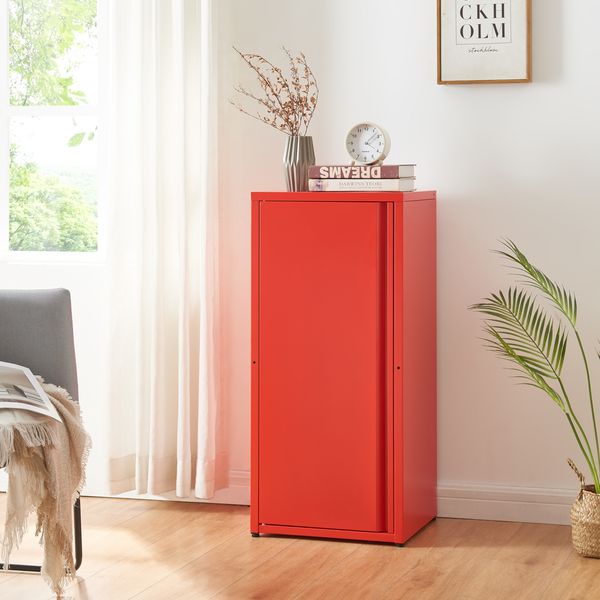 [en. casa] 'Burlöv' Metallschrank, Stahl, 88 x 40 x 35 cm, Rot