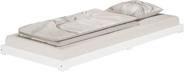 Schmales Holzbett extra niedrig Kiefer weiß 80x190 Zubehör wählbar V-60.47W-08-190ohne Zubehör