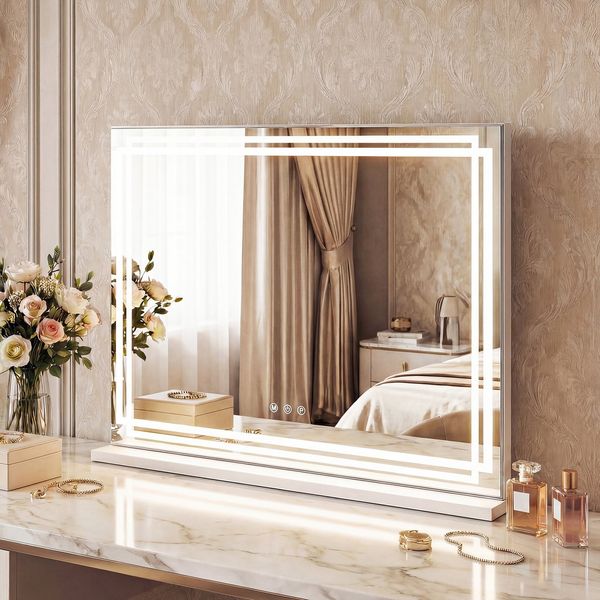 COSTWAY Schminkspiegel (1-St), LED Kosmetikspiegel, Hollywood Spiegel, dimmbar, 80x62cm