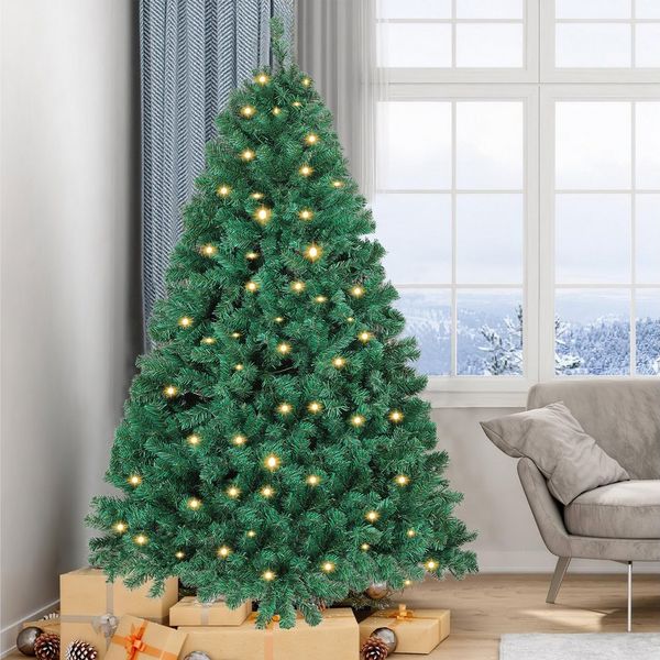 Clanmacy Künstlicher Weihnachtsbaum Weihnachtsbaum mit Ständer PVC Tannenbaum künstlicher Christbaum, Tannenbaum, Sehr schwer entflammbar.
