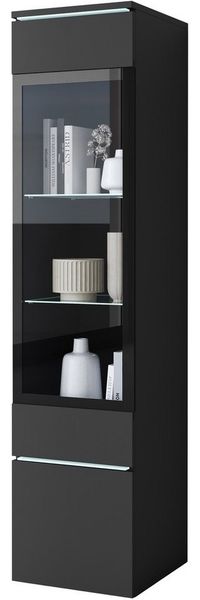 Home affaire Vitrine Vera, Glasvitrine, Höhe 130 cm, in verschiedenen Farbausführungen (1-St) LED-Beleuchtung, Türanschlag frei wählbar, stehend/hängend
