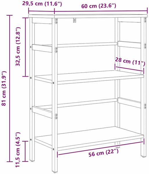 vidaXL Bücherregal Schwarz Eichen-Optik 60 x 29,5 x 81 cm 883916 Bild 11