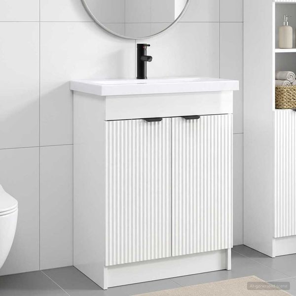 vidaXL Badezimmermöbel-Set Hochglanz Weiß 56 x 37,5 x 81 cm 3404148