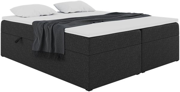 MEBLINI Boxspringbett LIONEL 200x220 cm mit Bettkasten - H4/Schwarz Webstoff Polsterbett - Doppelbett mit Topper & Bonellfederkern-Matratze Bild 2