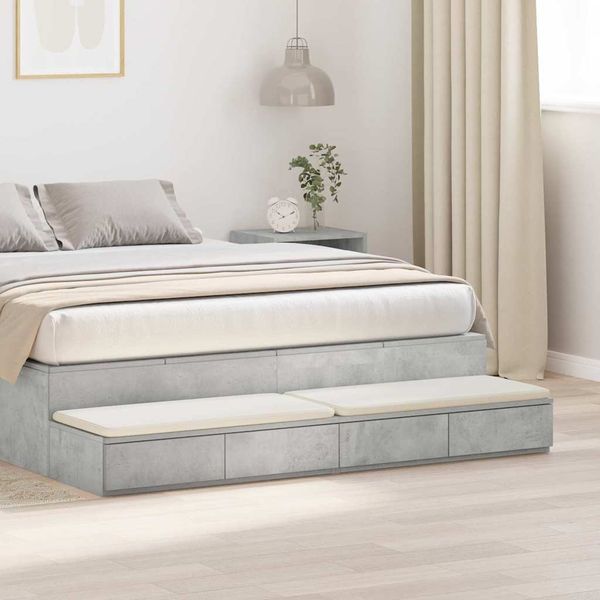 vidaXL Bettschubladen Beton Grau 135 x 36,5 x 16,5 cm Holzwerkstoff 866990