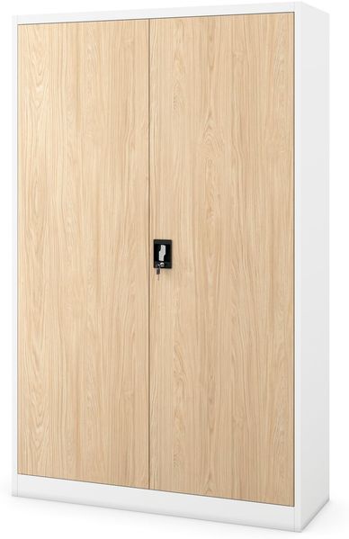 Jan Nowak Aktenschrank Metall 185 x 115 x 40 cm Büroschrank abschließbar Stahlschrank mit 4 verstellbaren Einlegeböden Dokumentenschrank Weiß Sonoma