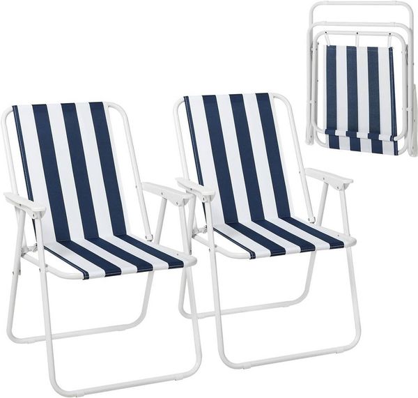Woltu Campingstuhl (2 St), Angelstuhl Ultraleichter, mit Armlehnen, klappbar