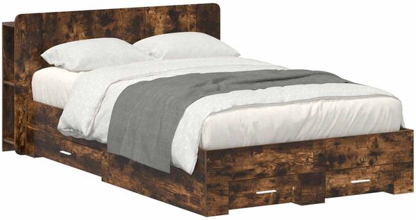 vidaXL Bettgestell mit Stauraum Geräucherte Eiche 120 x 190 cm 3433738