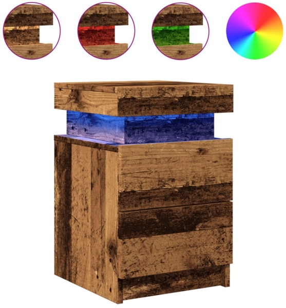 vidaXL LED-Nachttische 2 Stk. Altholz-Optik 35x39x55 cm Holzwerkstoff 857655