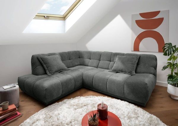 Sofa Italia von Benformato mit Ottomane und Wellenfederung