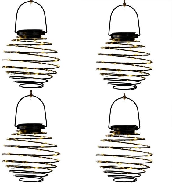 4er Set LED Solarleuchte, Bienennest, anthrazit, D 15 cm
