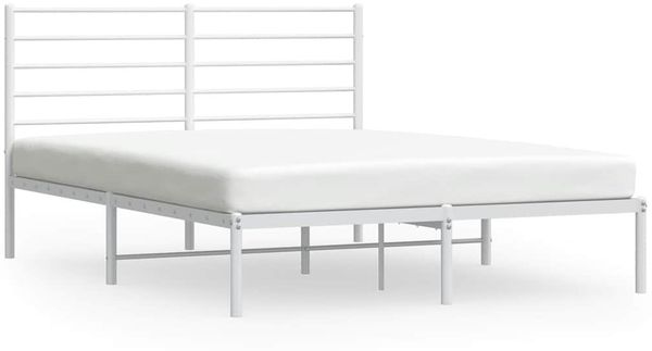 Einzelbettgestell Design für Erwachsene mit Kopfteil Metall Weiß 120x190 cm d2906e