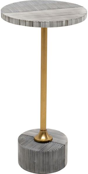 Kare Design Beistelltisch Domero Double Gold, schwarz/weiß, Durchmesser 25 cm, rund, Couchtisch, Wohnzimmer, Nachttisch, Stahlgestell