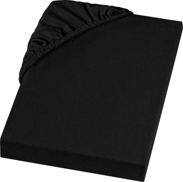SETEX Feinbiber Spannbettlaken, 160x200 cm großes Spannbetttuch, 100 % Baumwolle, Bettlaken in Schwarz