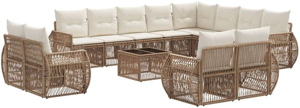 vidaXL Gartensofa-set 13 pcs Beige und Cremeweiß Poly-Rattan 3435597