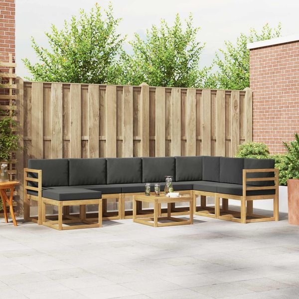 vidaXL Outdoor-Sofagarnitur mit Kissen 9 pcs Weiß und Anthrazit 3388071