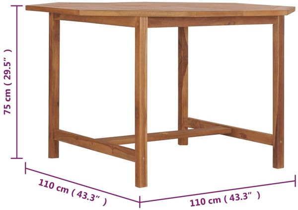 vidaXL Garten-Esstisch 110x110x75 cm Massivholz Teak 318478 Bild 7