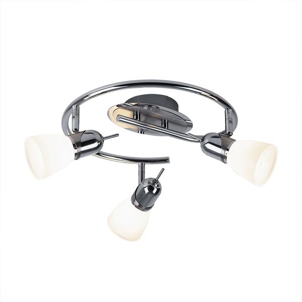 LED Deckenleuchte, Glas, Chrom, Stahl, Spots beweglich, D 38 cm