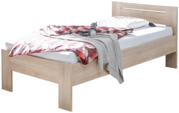 Bett SATURN Einzelbett Bettgestell mit Komforthöhe Eiche Sonoma 90x200 cm