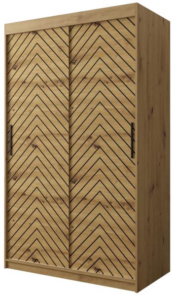 Kleiderschrank Sonter I 120 (Farbe: Artisan Eiche / Artisan Eiche + Schwarz, Größe: 120 cm, mit Schubladen)