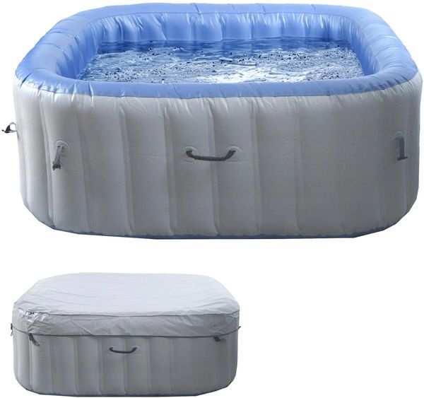 Whirlpool HWC-N97, Ersatz-Pool 5 Personen, In-/Outdoor aufblasbar PVC laminiert, eckig 180cm, grau-blau