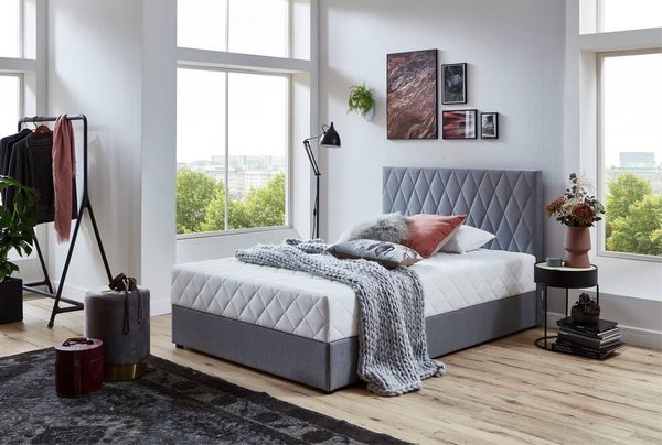 Atlantic Home Collection Stauraumbett Benita, mit Taschenfederkern 120x200 cm Hellgrau
